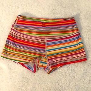 Savage Barbell & FitAid | Rainbow Stripped Spandex Bootie Shorts